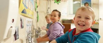 children wash their hands