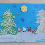Children&#39;s master class on applique using cereals. Collective work “Winter fantasies” 