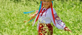 Girl in Russian costume in a field