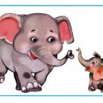 Слониха и слоненок карточка